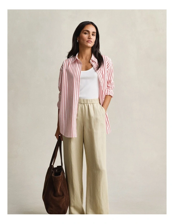 Linen Blend Pants in Oat Beige image 4