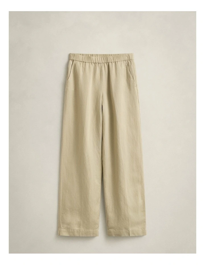 Linen Blend Pants in Oat Beige image 5