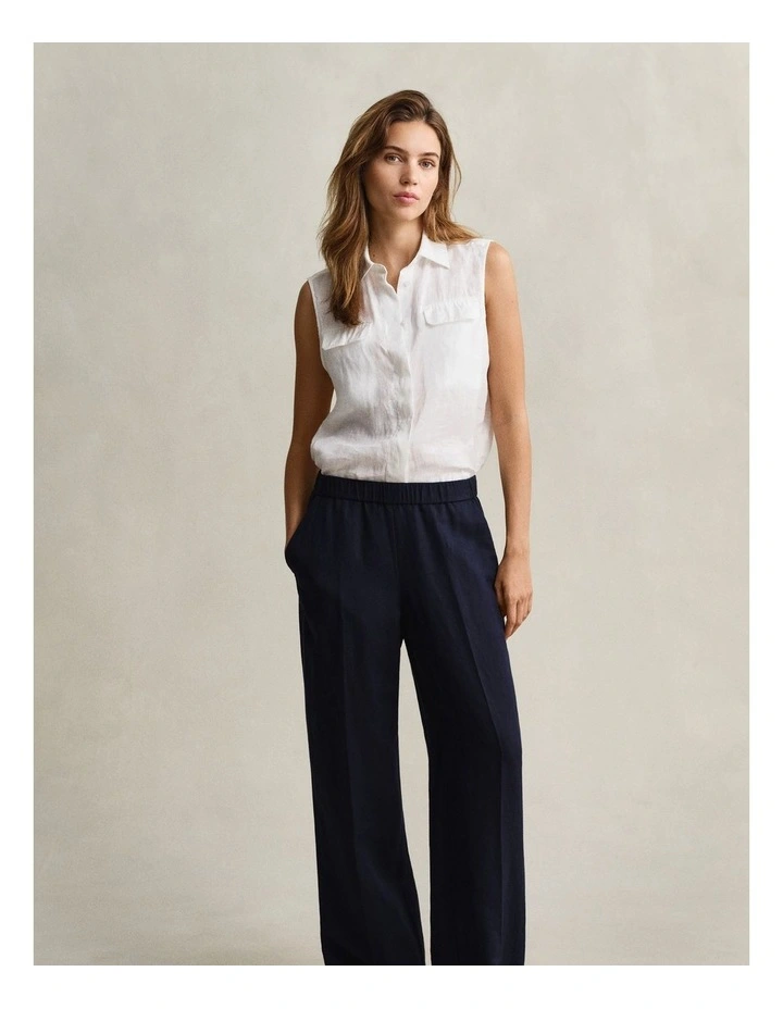 Linen Blend Pants in Evening Blue image 4