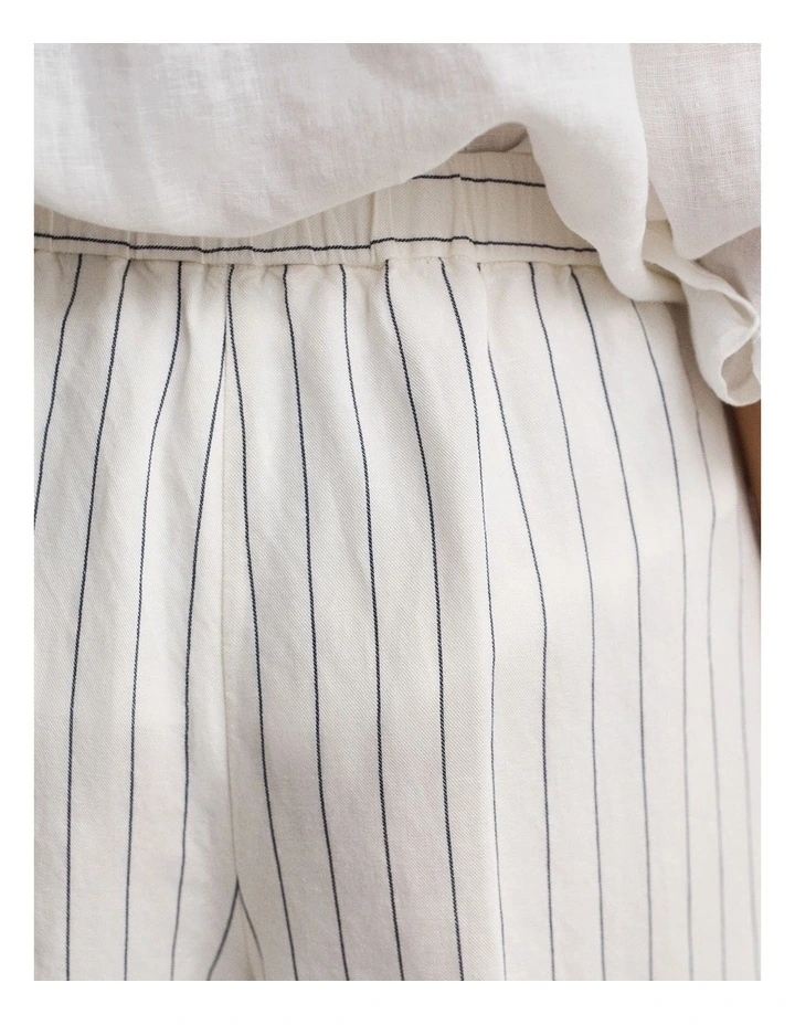 Striped Linen Blend Pants in Eggshell image 3