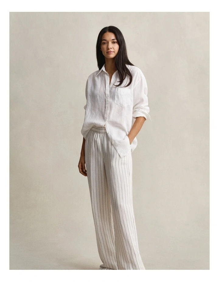 Striped Linen Blend Pants in Eggshell image 5