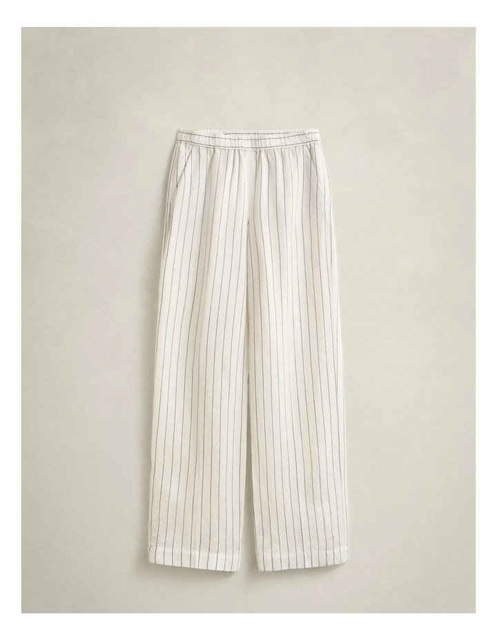 Striped Linen Blend Pants in Eggshell image 6