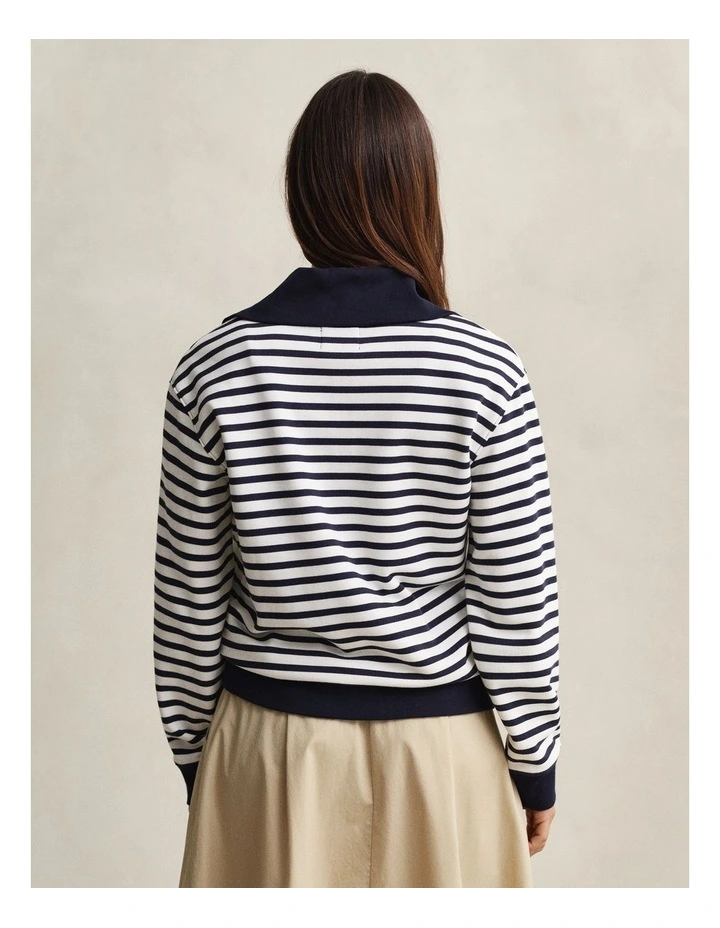Striped Half-Zip Sweatshirt in Evening Blue image 2