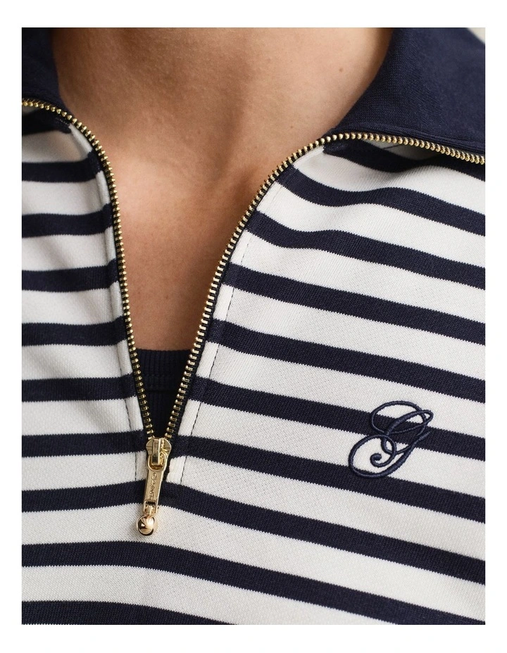 Striped Half-Zip Sweatshirt in Evening Blue image 3