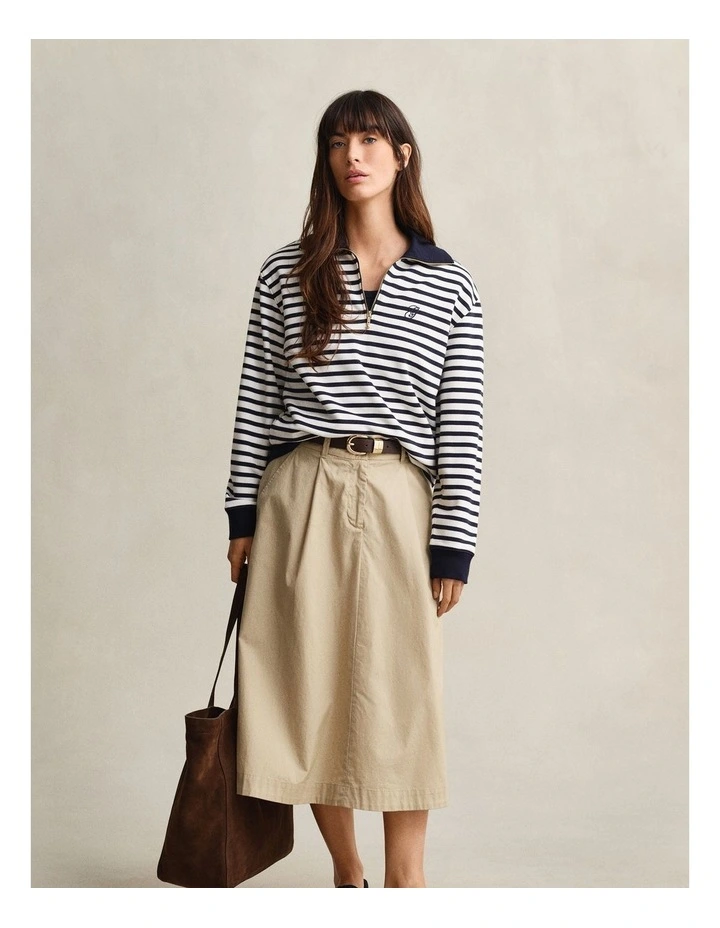 Striped Half-Zip Sweatshirt in Evening Blue image 4