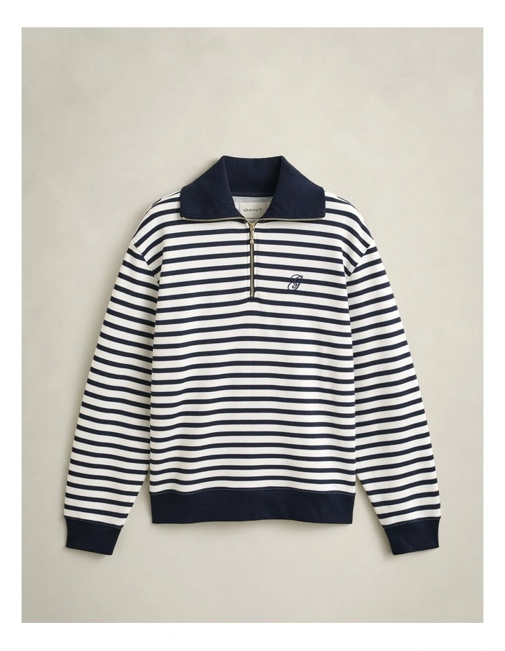 Striped Half-Zip Sweatshirt in Evening Blue image 5