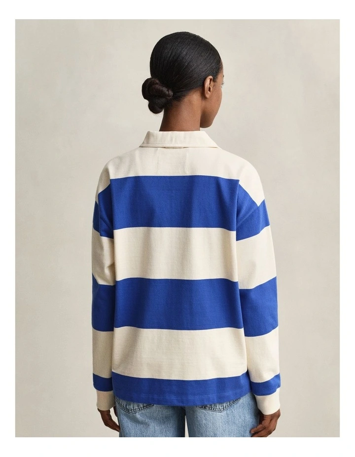 Striped Cotton Heavy Rugger in Royal Blue image 2
