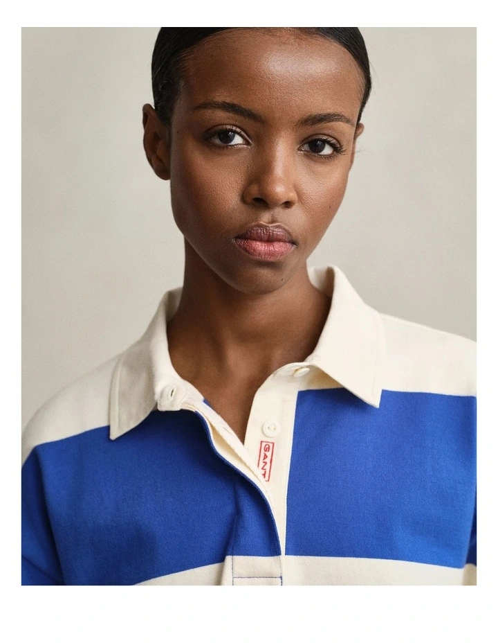 Striped Cotton Heavy Rugger in Royal Blue image 4