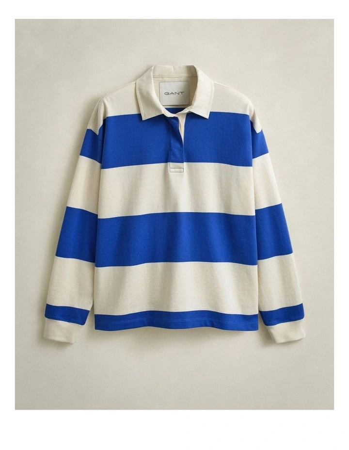 Striped Cotton Heavy Rugger in Royal Blue image 6