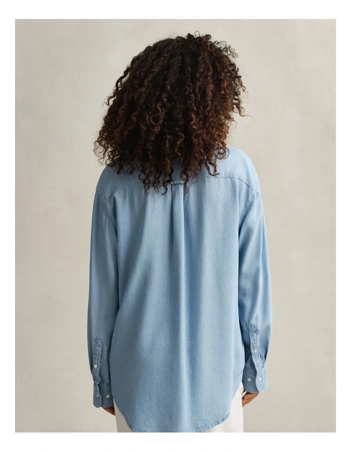 Indigo Shirt in Light Blue Worn In image 2