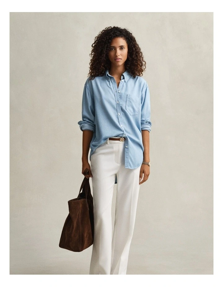 Indigo Shirt in Light Blue Worn In image 4