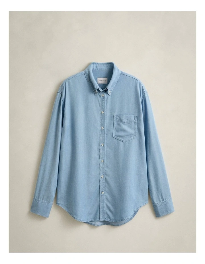 Indigo Shirt in Light Blue Worn In image 5