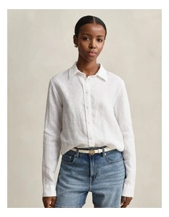 Regular Fit Linen Shirt in White