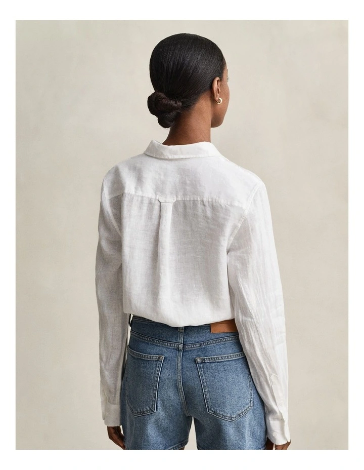 Regular Fit Linen Shirt in White image 2