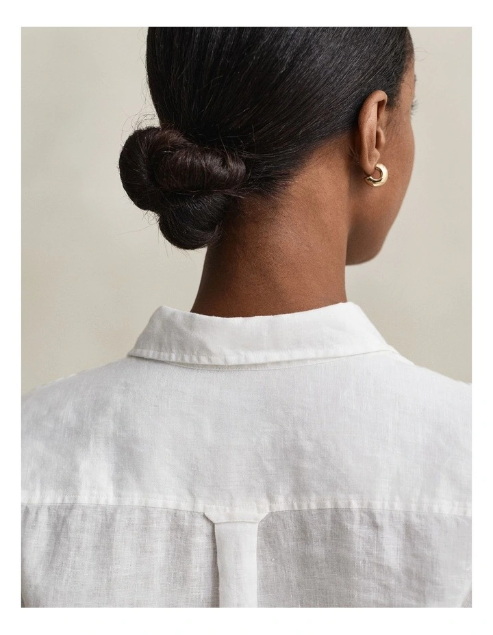 Regular Fit Linen Shirt in White image 3