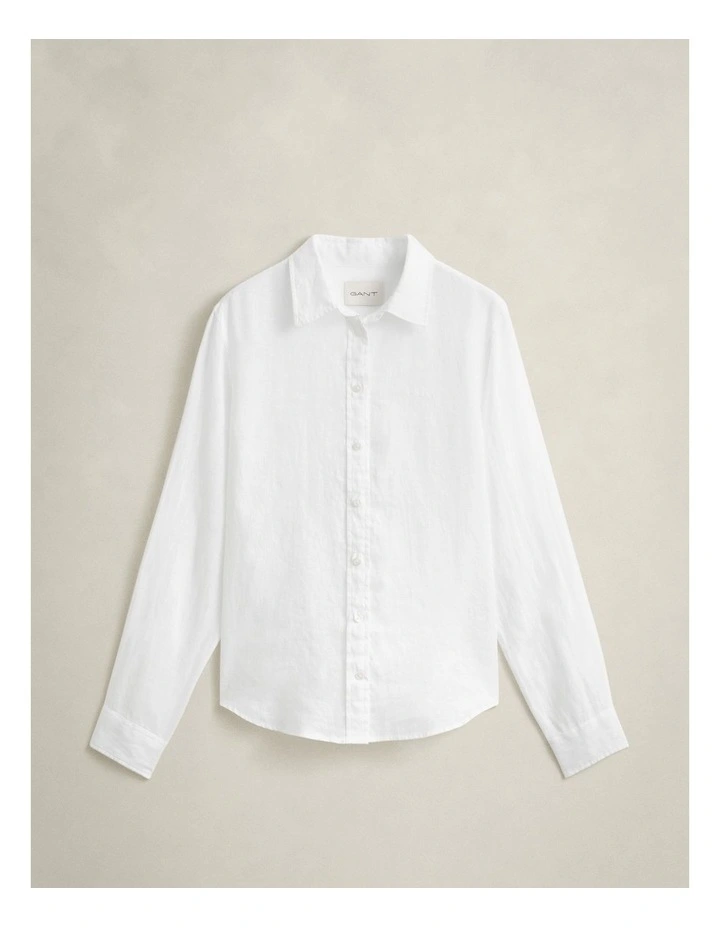 Regular Fit Linen Shirt in White image 6