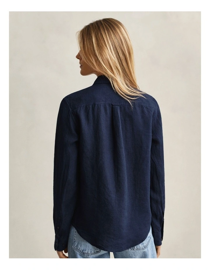 Regular Fit Linen Shirt in Evening Blue image 2
