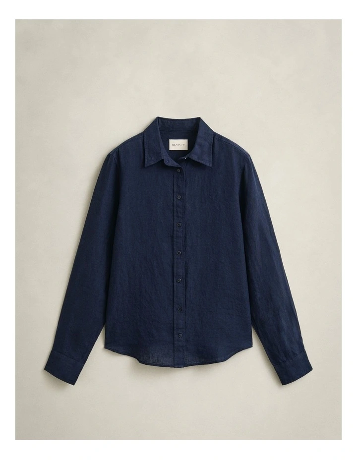 Regular Fit Linen Shirt in Evening Blue image 5