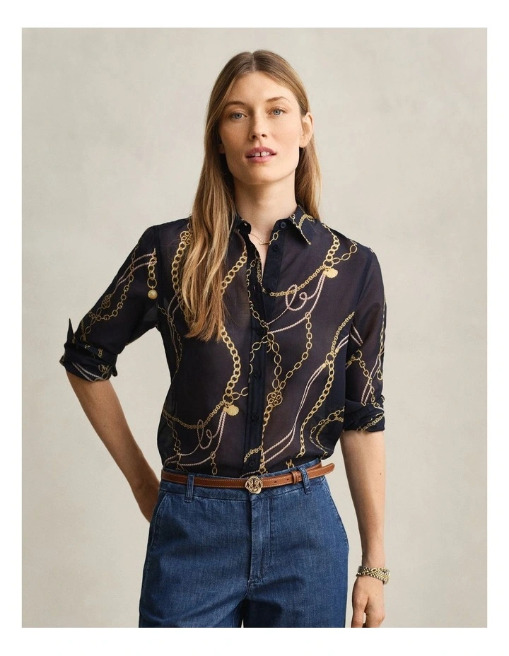 Cotton Silk Shirt in Evening Blue image 1
