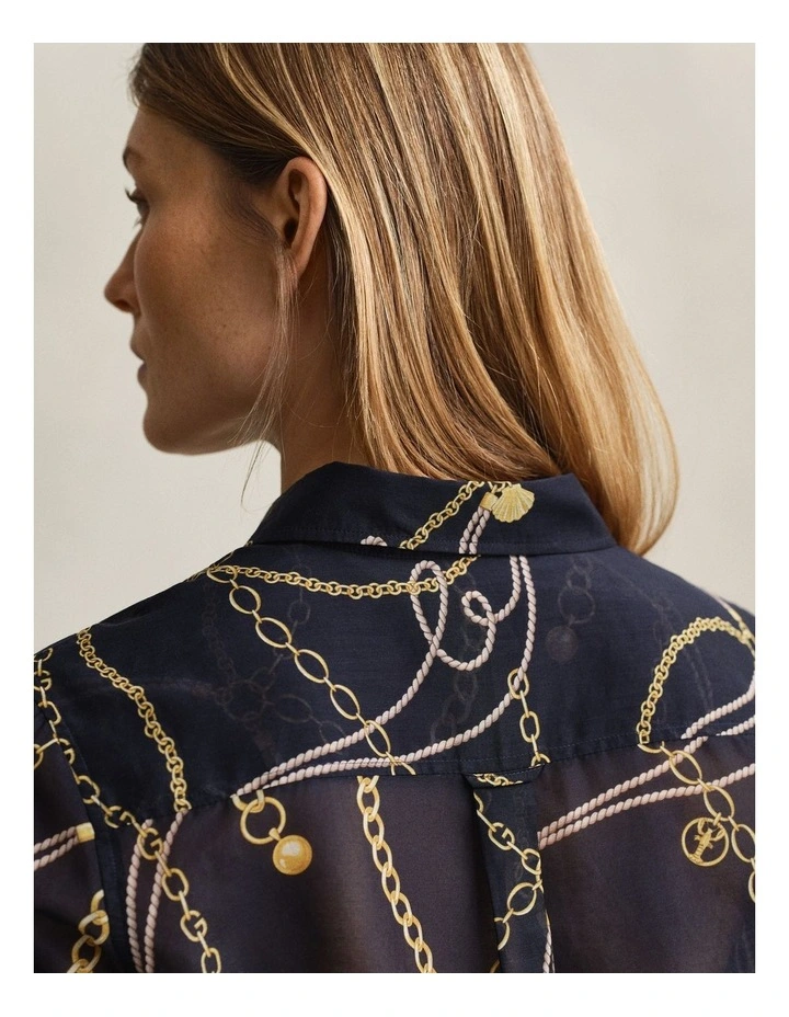 Cotton Silk Shirt in Evening Blue image 3