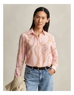 Cotton Silk Shirt in Apricot Pink