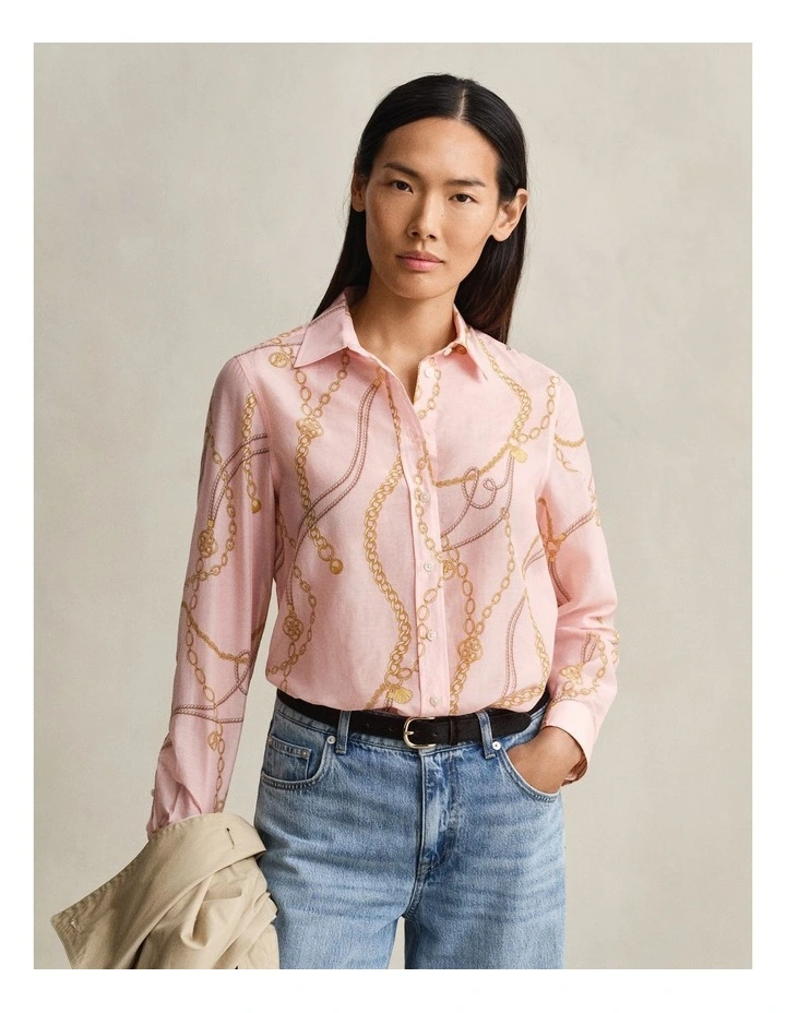 Cotton Silk Shirt in Apricot Pink image 1