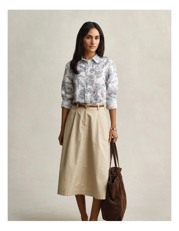 Floral Linen Shirt in Evening Blue image 5