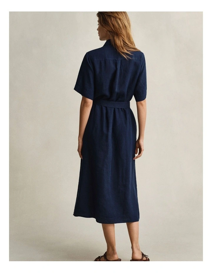Linen Shirt Dress in Evening Blue image 2