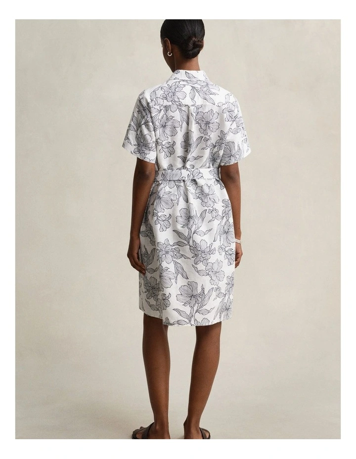 Floral Linen Shirt Dress in Evening Blue image 2