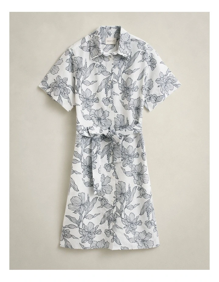 Floral Linen Shirt Dress in Evening Blue image 6