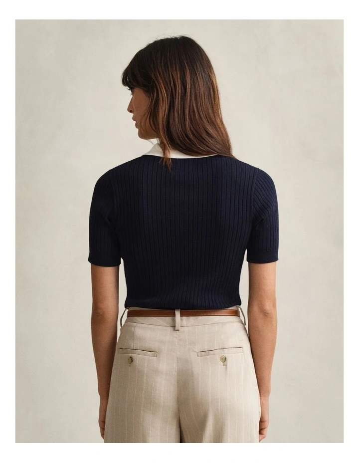 Ribbed Short Sleeve Rugger in Evening Blue image 2