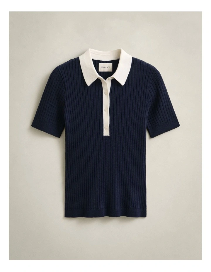 Ribbed Short Sleeve Rugger in Evening Blue image 5