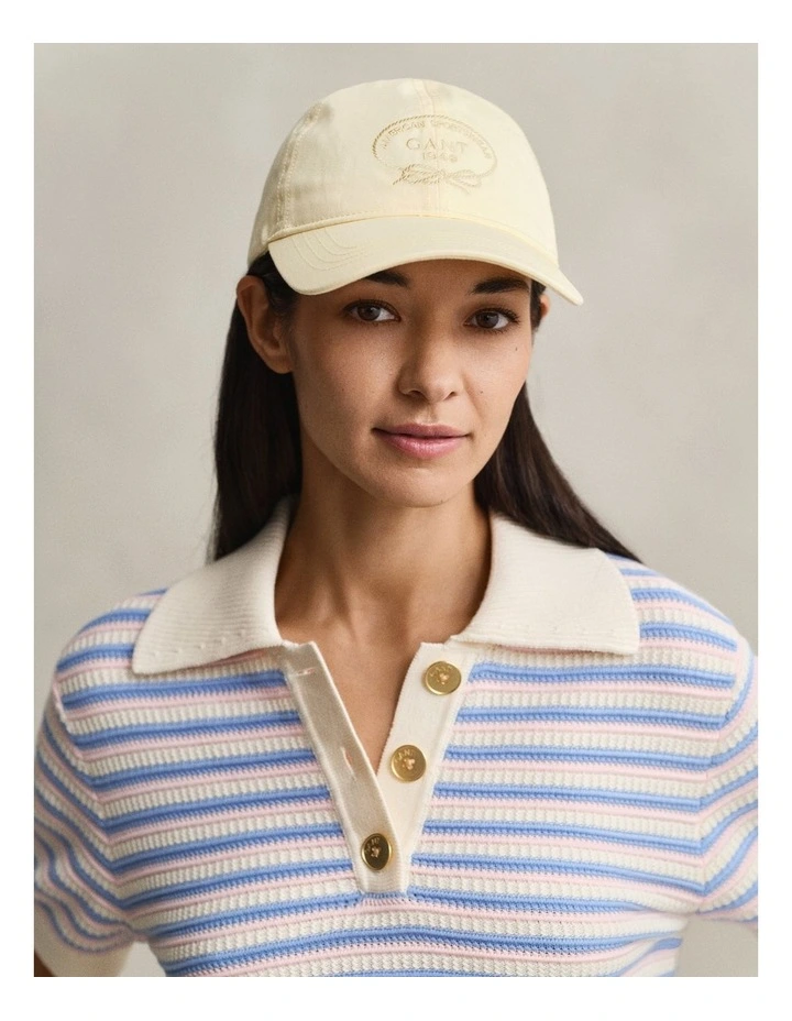 Graphic Cotton Twill Cap in Vanilla Yellow image 2