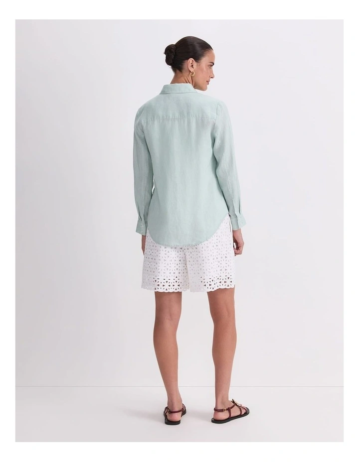 Dahlia Long Sleeve Linen Shirt in Green image 2