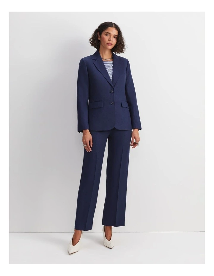 Freya Short Linen Blazer in Navy image 4