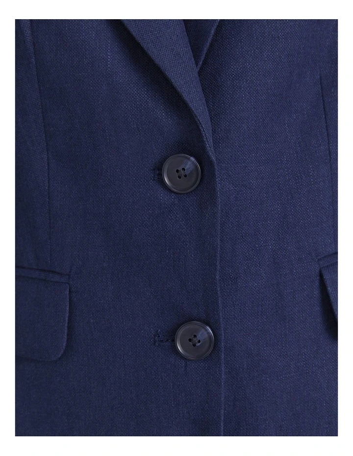 Freya Short Linen Blazer in Navy image 7
