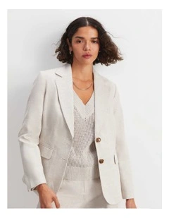 Freya Short Linen Blazer in String