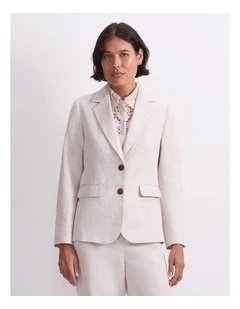 Freya Short Linen Blazer in String