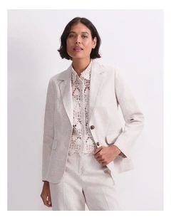 Freya Short Linen Blazer in String
