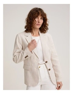 Freya Short Linen Blazer in String
