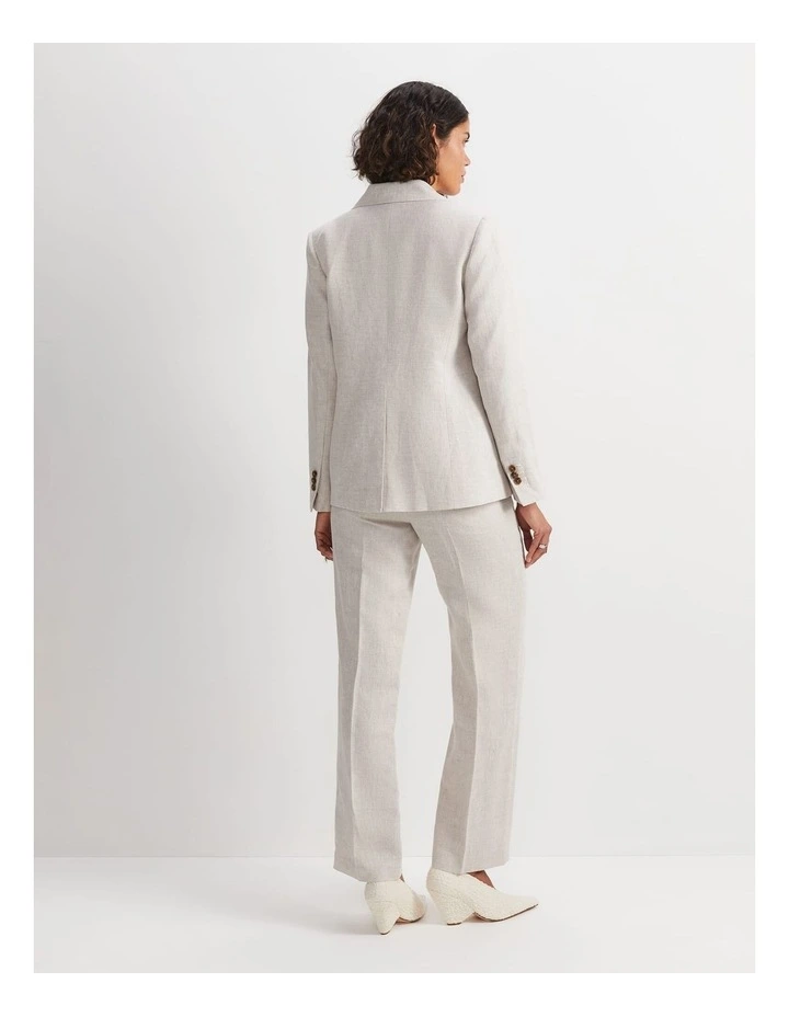 Freya Short Linen Blazer in String image 2