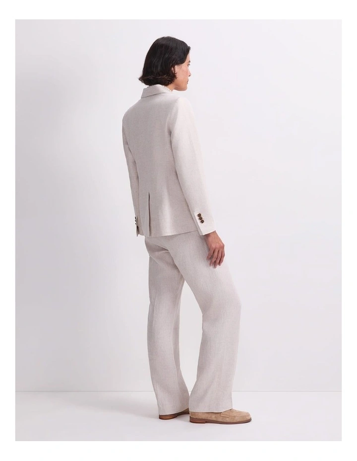 Freya Short Linen Blazer in String image 2