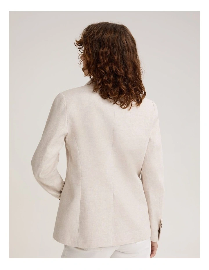 Freya Short Linen Blazer in String image 2