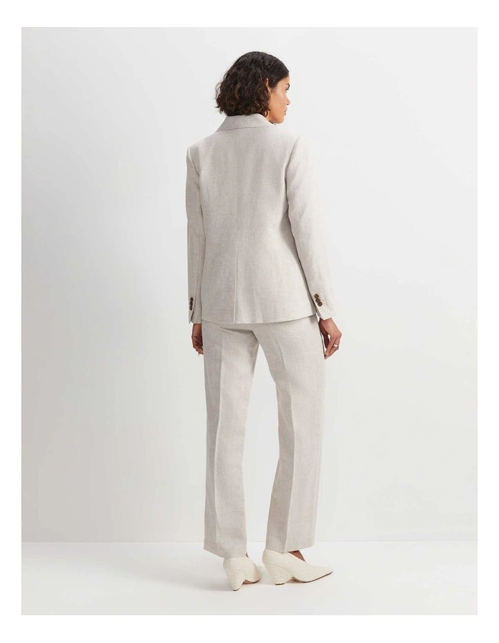 Freya Short Linen Blazer in String image 2