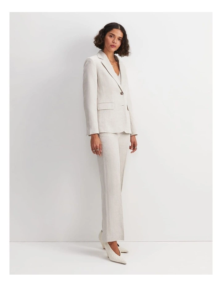 Freya Short Linen Blazer in String image 3