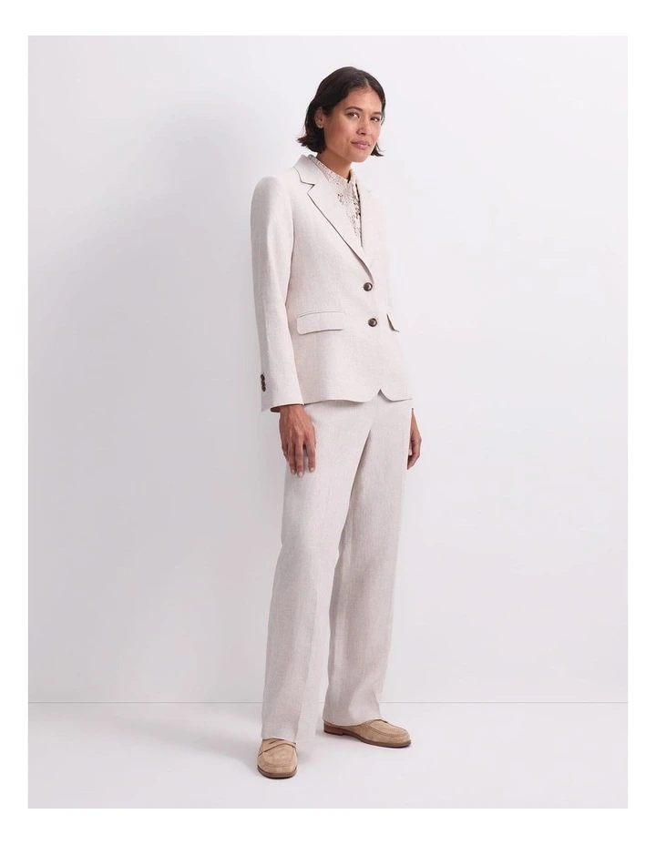 Freya Short Linen Blazer in String image 3