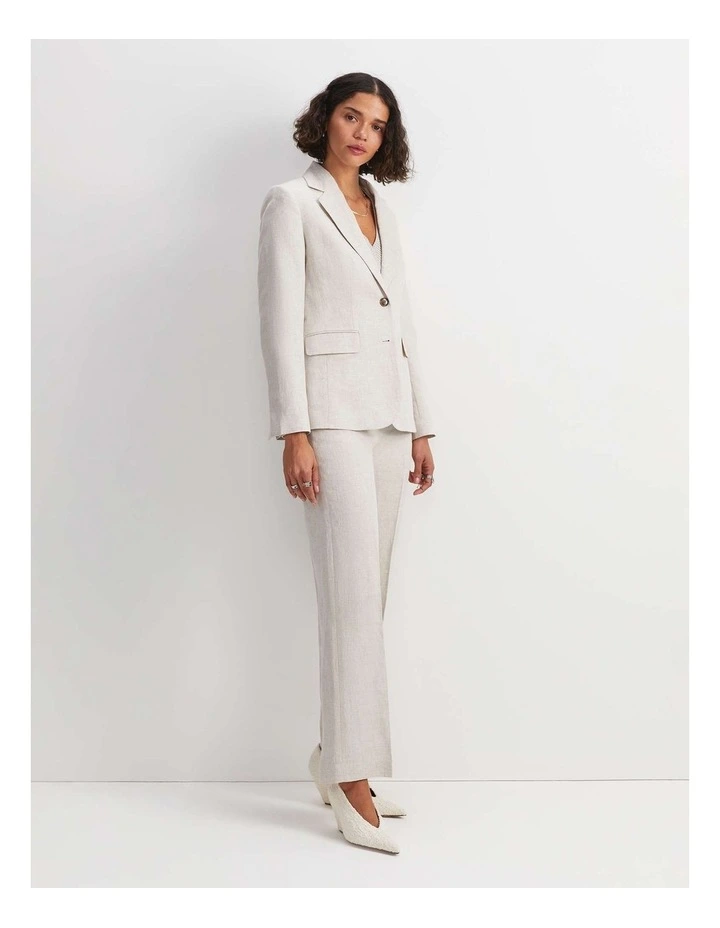 Freya Short Linen Blazer in String image 3