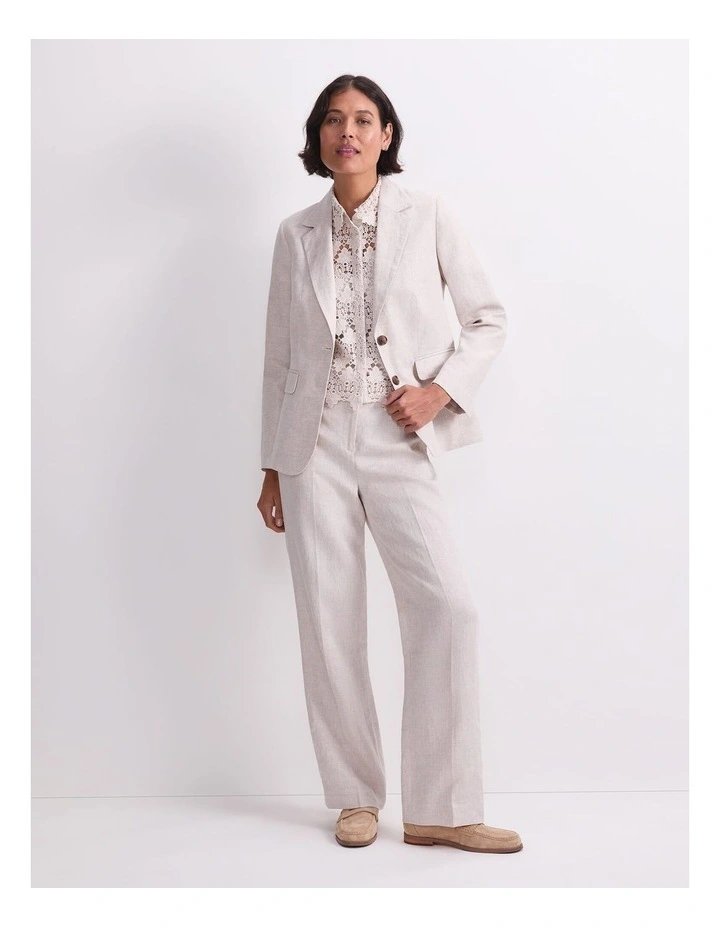 Freya Short Linen Blazer in String image 4