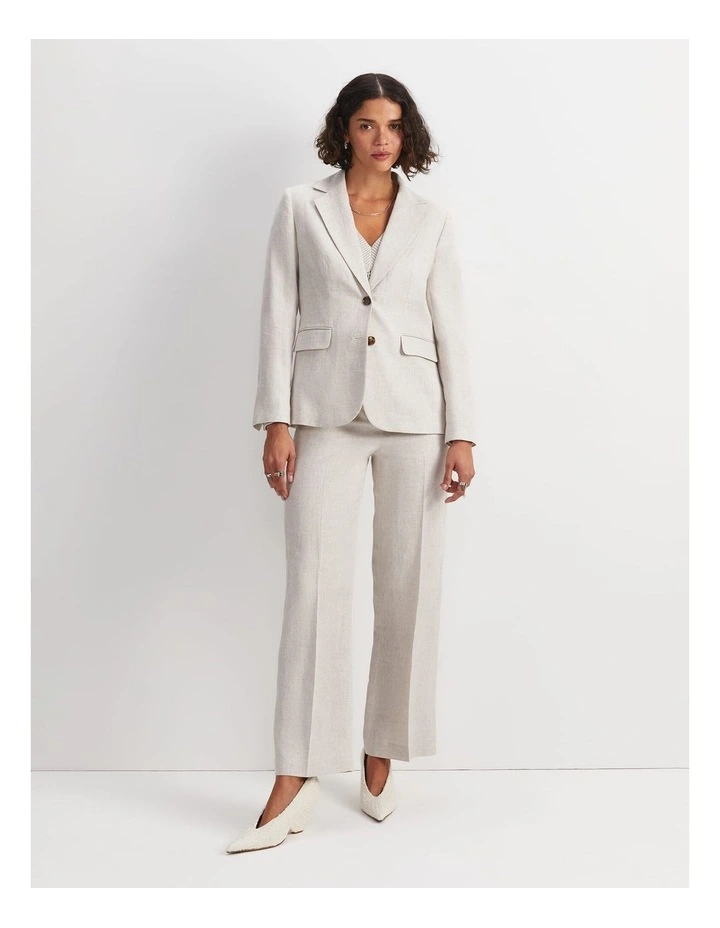 Freya Short Linen Blazer in String image 4