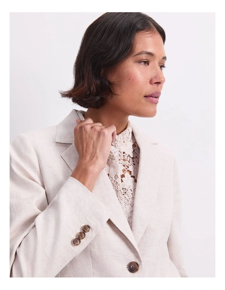 Freya Short Linen Blazer in String image 6